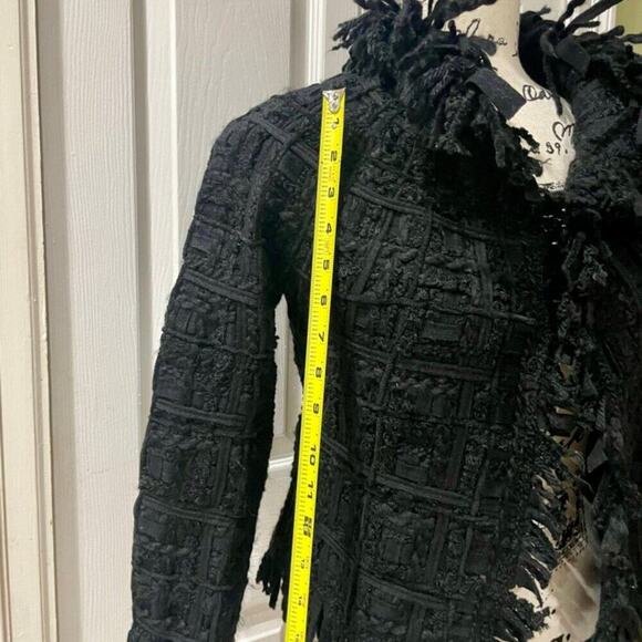 PE DE CHUMBO CROP JACKET TWEED FRINGE WOOL BLEND PENNY LANE SZ S SOPHISTICATED - Picture 5 of 16